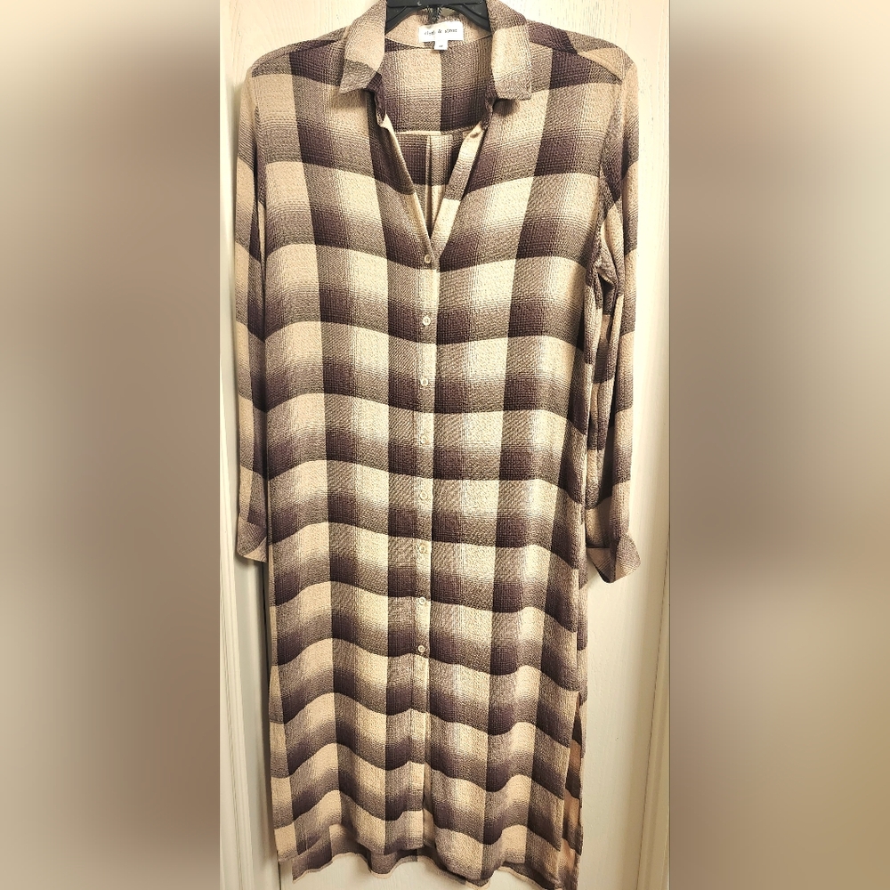 Cloth & Stone Plaid Button-Up Shirt Dress
